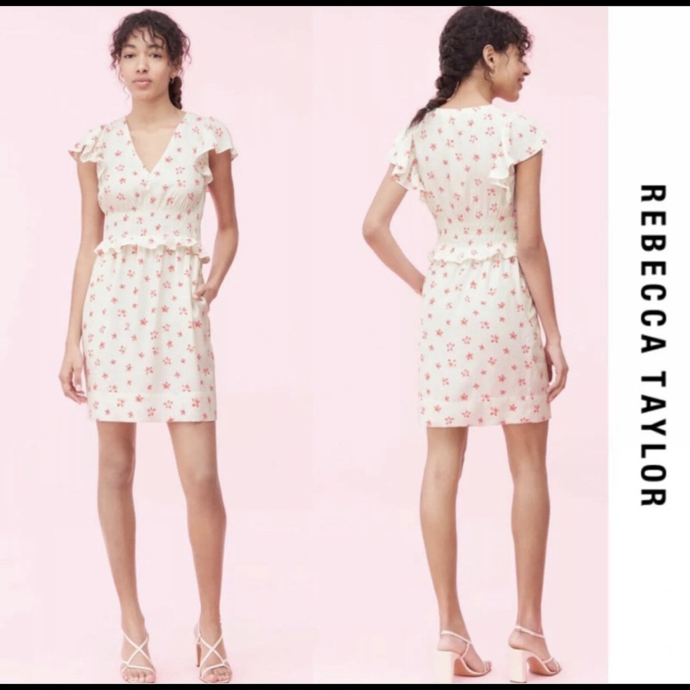 Rebecca Taylor MAUI FLEUR DOT JACQUARD DRESS L. NWT